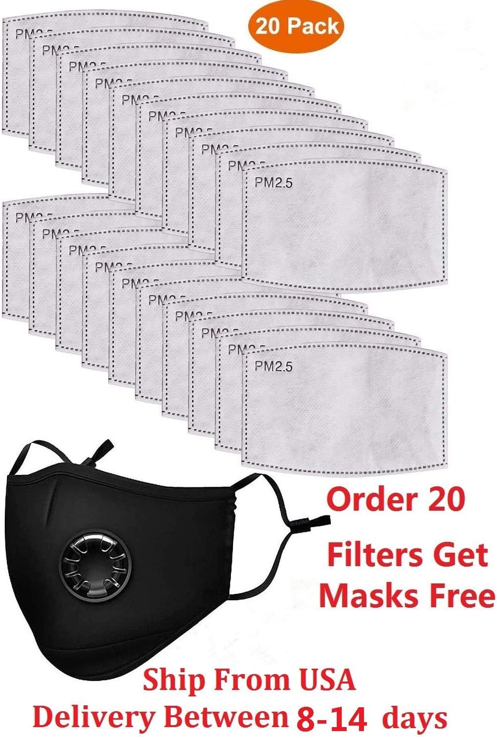 Zeiger 20pcs Activated Carbon Filter Replaceable Anti Haze Filter Paper for Mask (1-pack)
