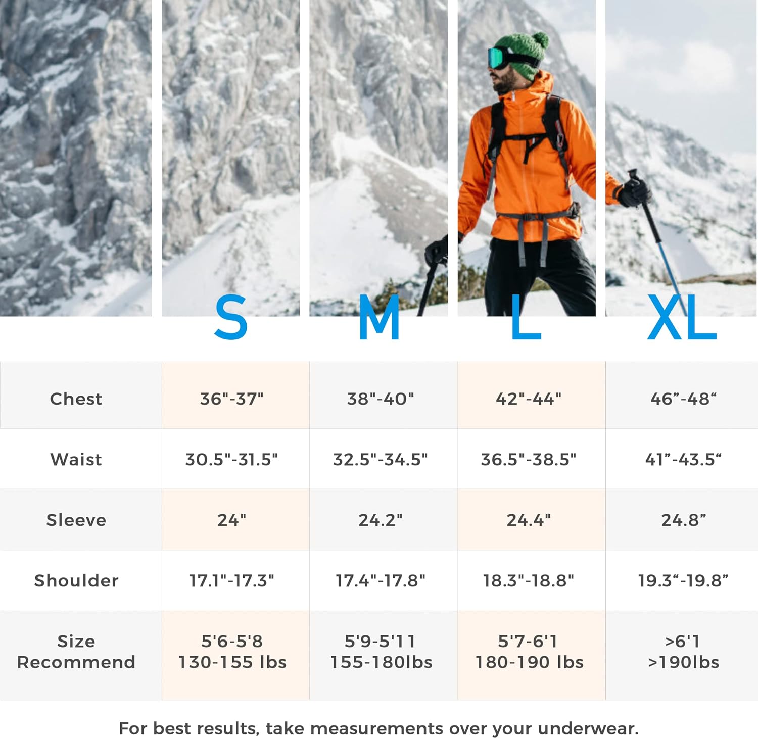 Miniatura 7 de Skieer Chaqueta de esquí impermeable para hombre, abrigo de nieve a prueba de viento, chaqueta de snowboard cálida, Nieve