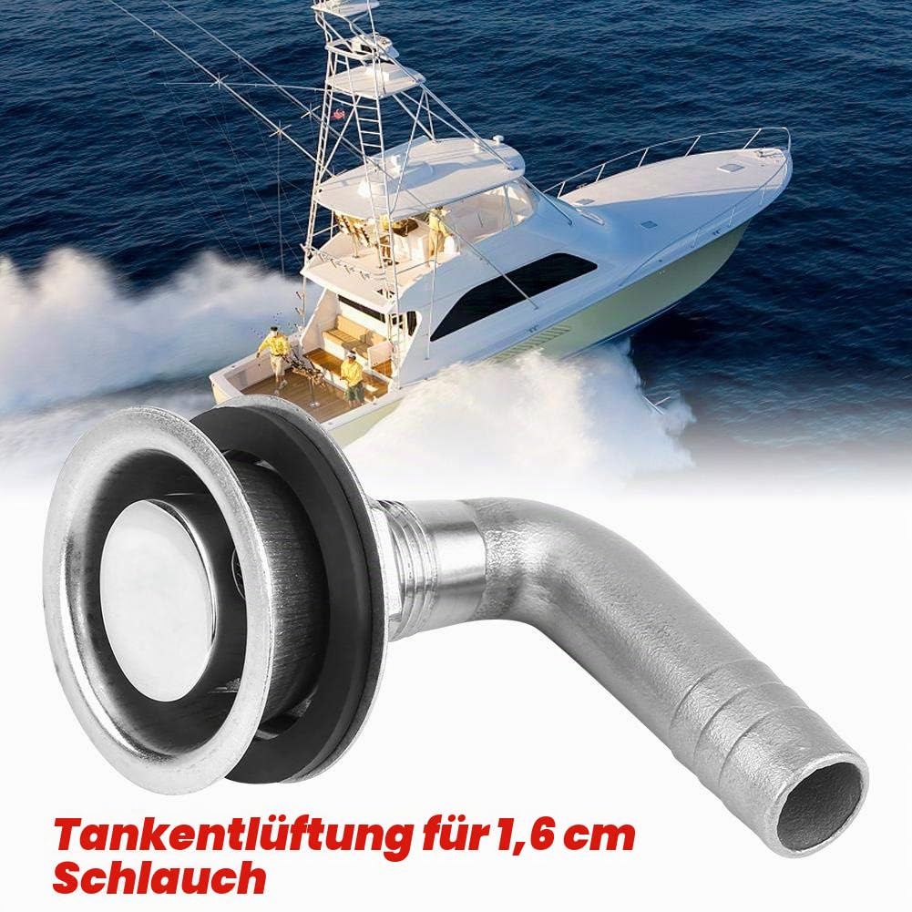 Tankentlüfter für Boote, Universal 90 ° Edelstahl Marine Unterputz Kraftstoff Gas Tank für 5/8 "Schlauch