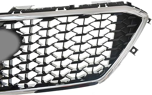 Miniatura 6 de munirater Rejilla superior delantera Cromo Honeycomb W/O Radar Hole Reemplazo para Sonata 2015-2017