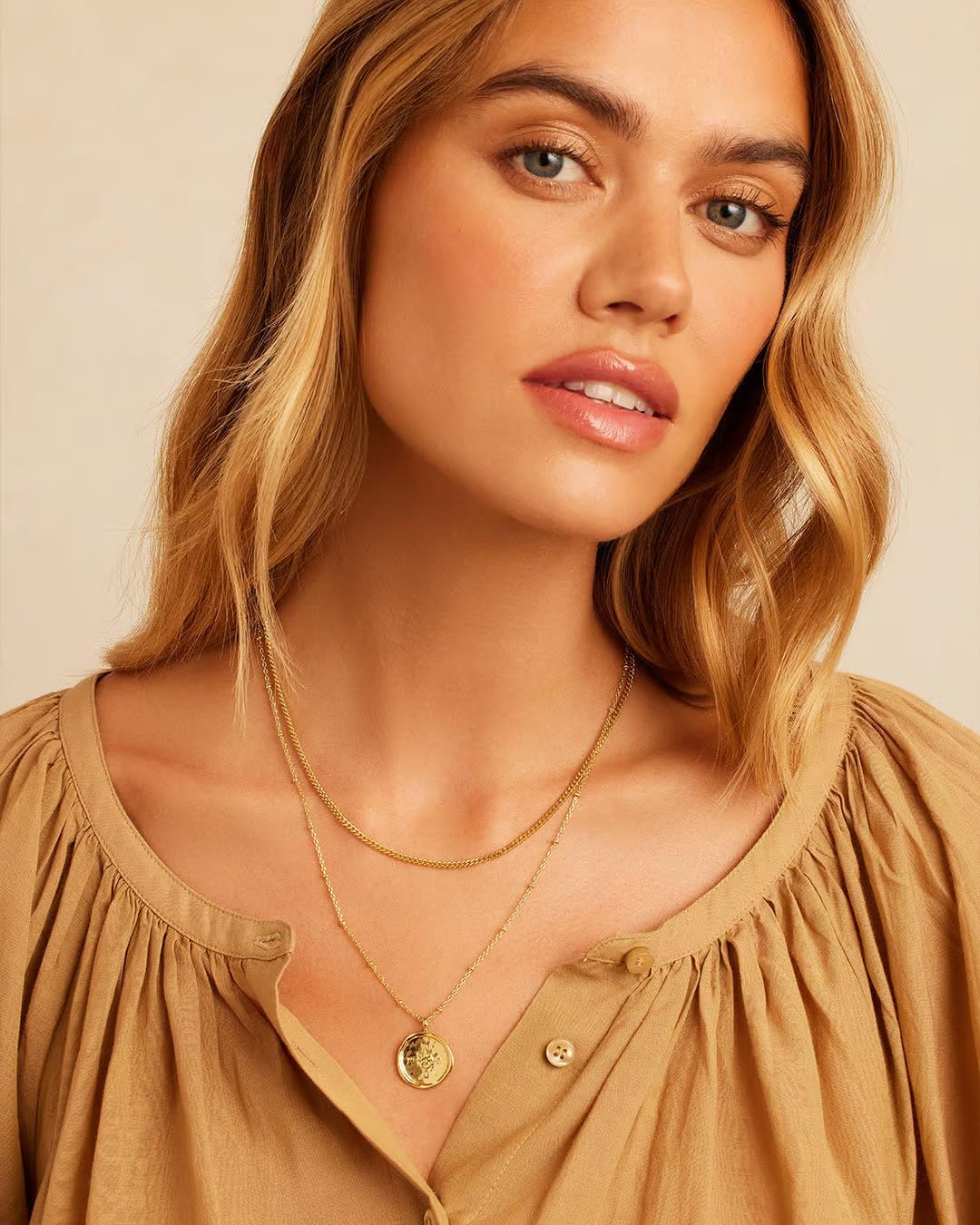 gorjana - Compass Coin Pendant Necklace 3/4 inch - 18k Gold or Silver Plated - Adjustable 17-19 inch Chain - Spring Ring Closure - Long-Lasting - Image 4