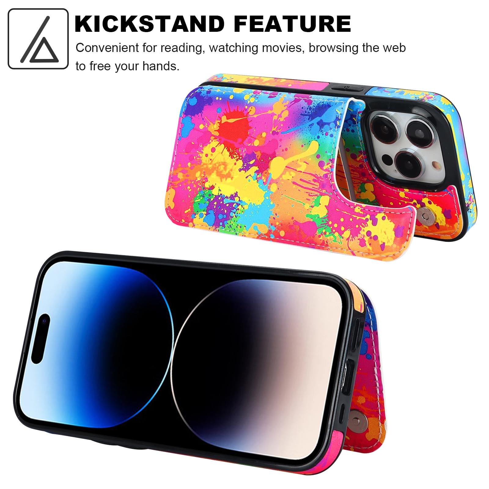 HAOPINSH Graffiti Hands IPhone 14 Wallet Case | Card Holder & Kickstand | RFID Protection