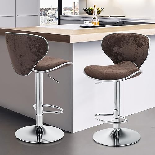 Miniatura 59 de Magshion Juego de 4 taburetes de bar giratorios ajustables de piel sintética para mostrador de comedor Negro -,Marrón,Canela/Escapada