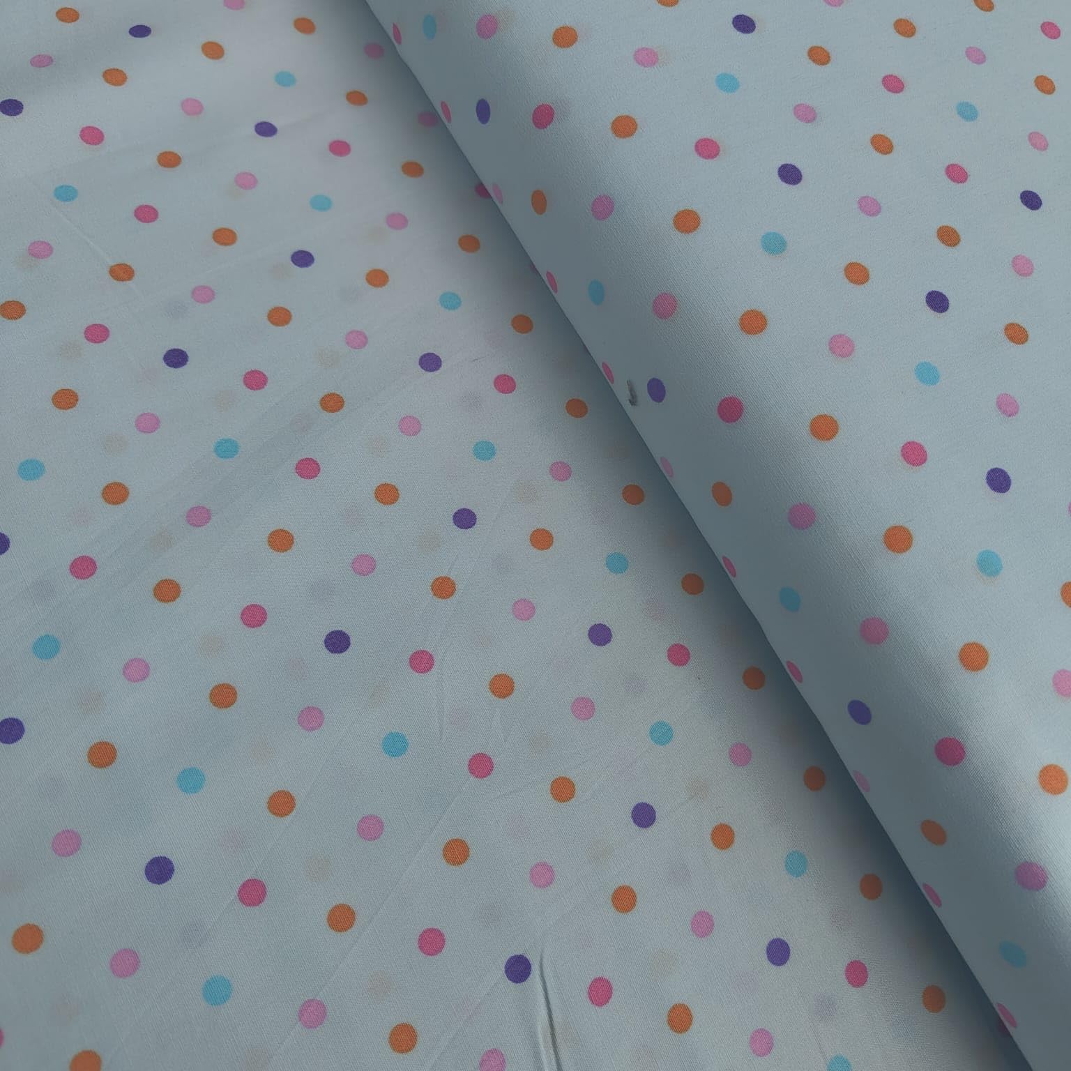 100% Cotton Blenders Polka Dot Dotty Splash Design Classic Printed Quilting Craft Dress Quality Sewing Fabric Material | 44" - 112 cm Wide (per Half Metre, Blue/Violet)