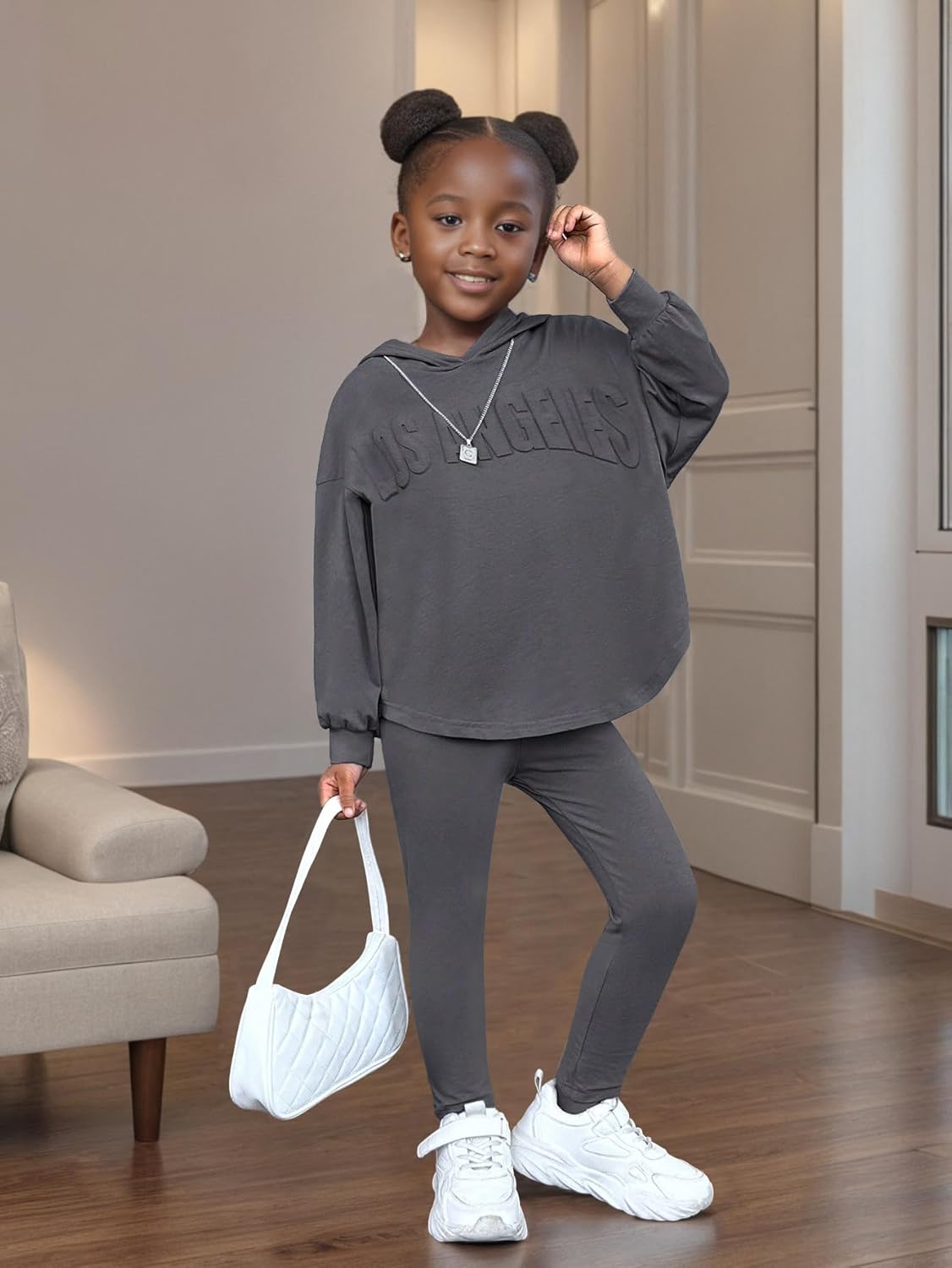 Girls 2 Piece Outfits Long Sleeve Hoodie Sweatshirt and Leggings Skinny Pants Spring Fall Clothes Sweatsuit for 4-7Y - Image 5