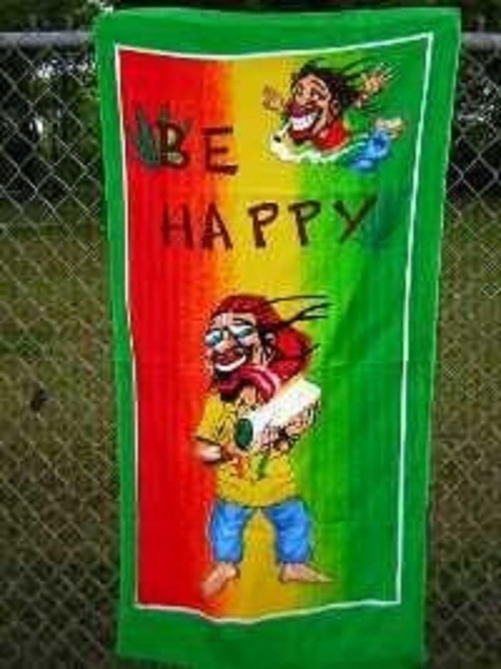 Be Happy Weed Marijuana Blunt Cannabis tricolor 30x60 Beach Towel (Cotton Twill)