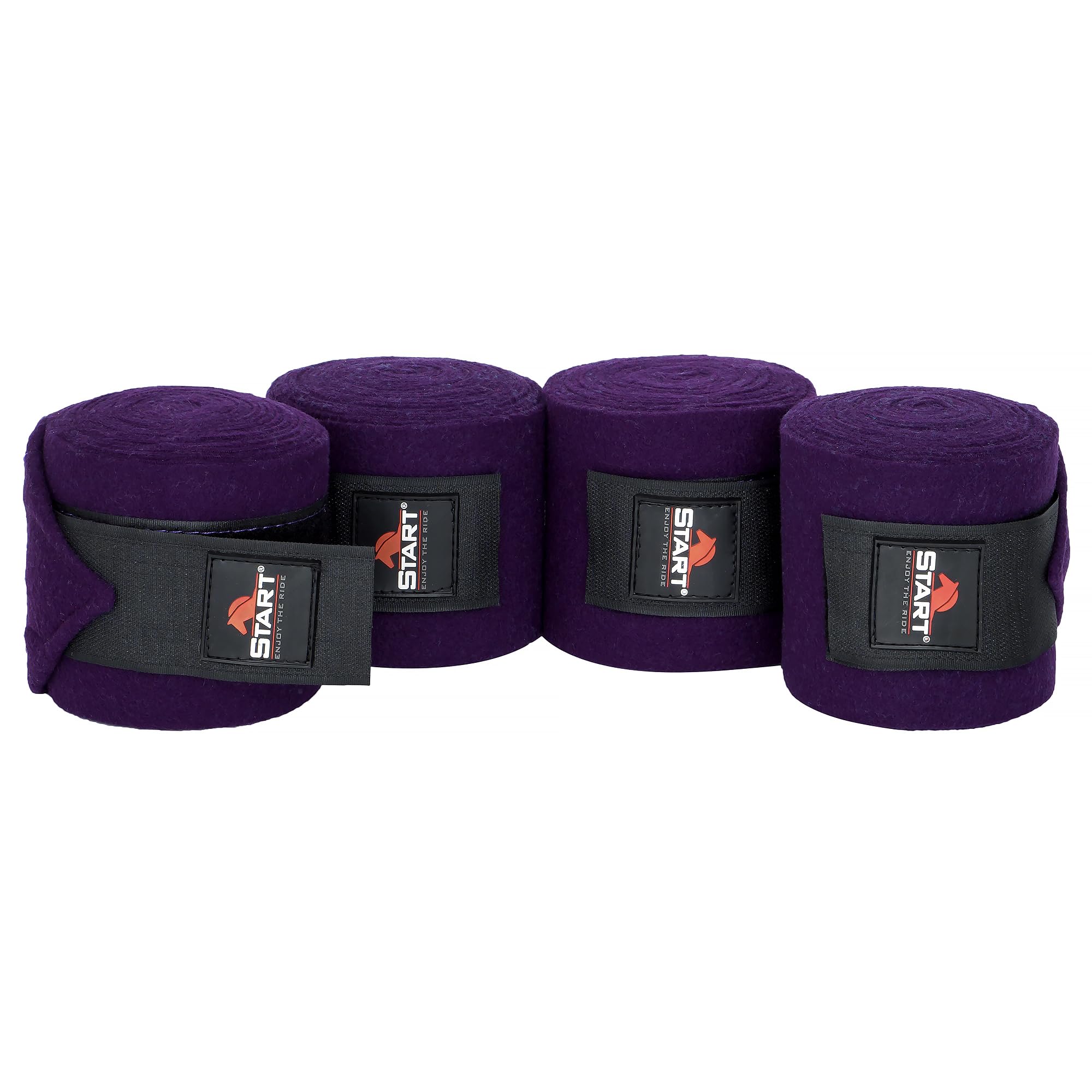 Start - Vendas elásticas para caballo, con cierre de y bolsa de almacenamiento, 4 unidades, color morado oscuro, 300 cm