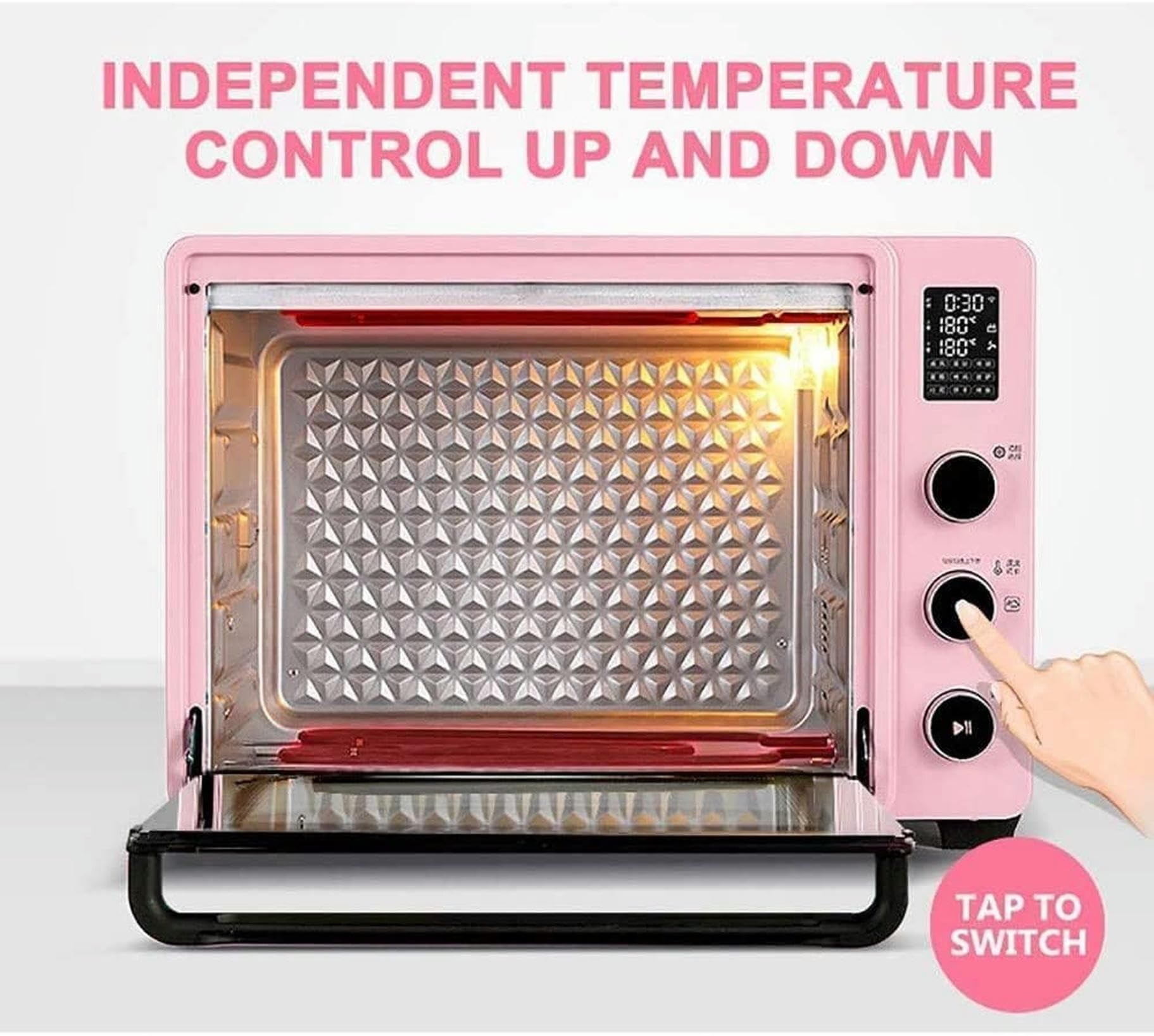 Forno Intelligente, Mini Forno Elettrico con Piastra di Riscaldamento per Cottura A Casa, Forno da 40 L, Mini Forno A Casa Automatico, Visualizzazione A LED, Forno Tostapane Convezione (Verde)
