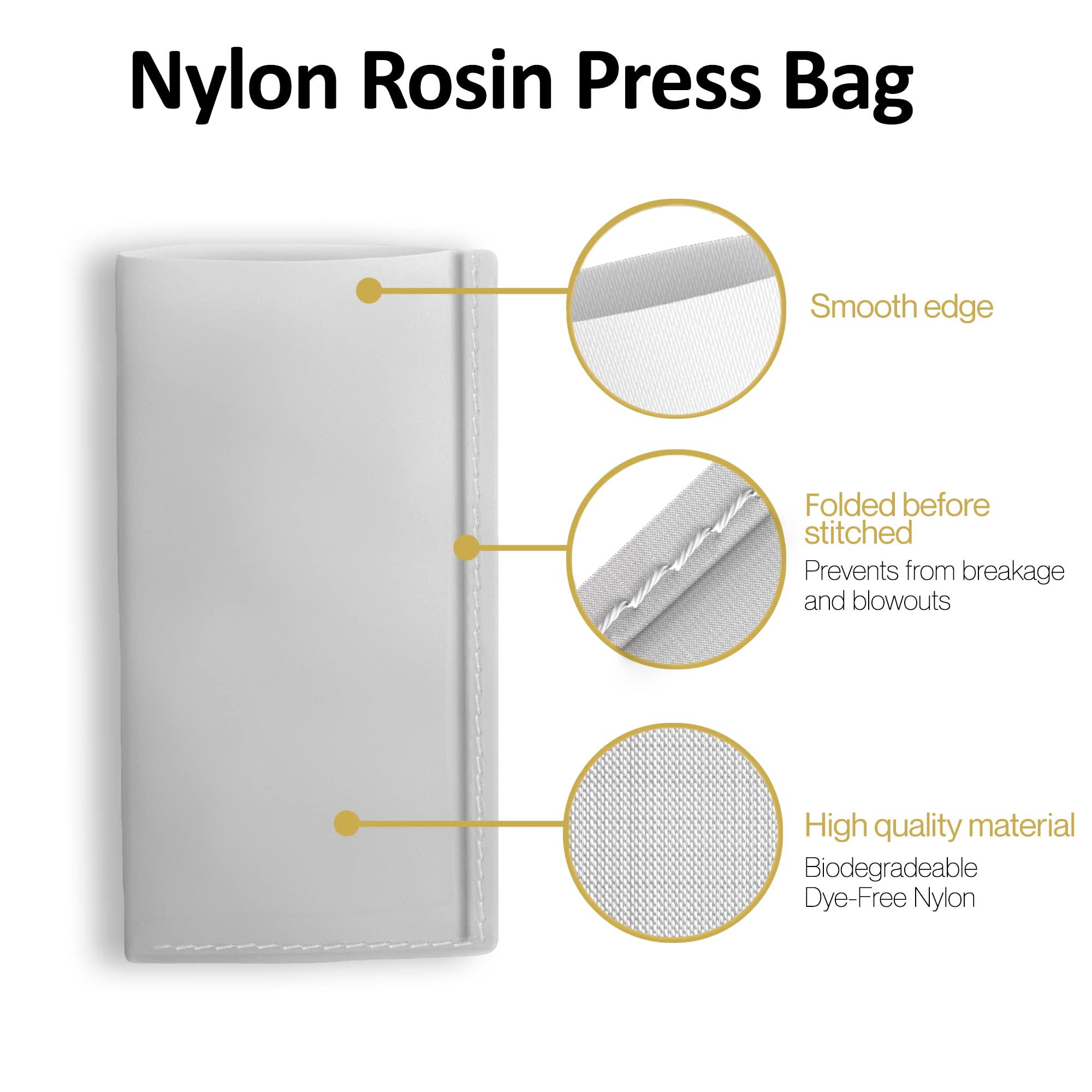 Rosin Bags Bolsa de prensa de nailon plegada y cosida para extracción de aceite 5 x 10 120