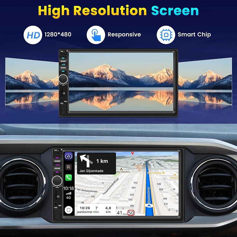 Univerzális 7" Érintőképernyős Autórádió 2 DIN Bluetooth CarPlay Android Tükrözés FM USB Tolatókamerával Kormányvezérléssel