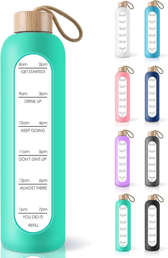 20 Oz Borosilicate Glass Water Bottle With Bamboo Lid And Silicone