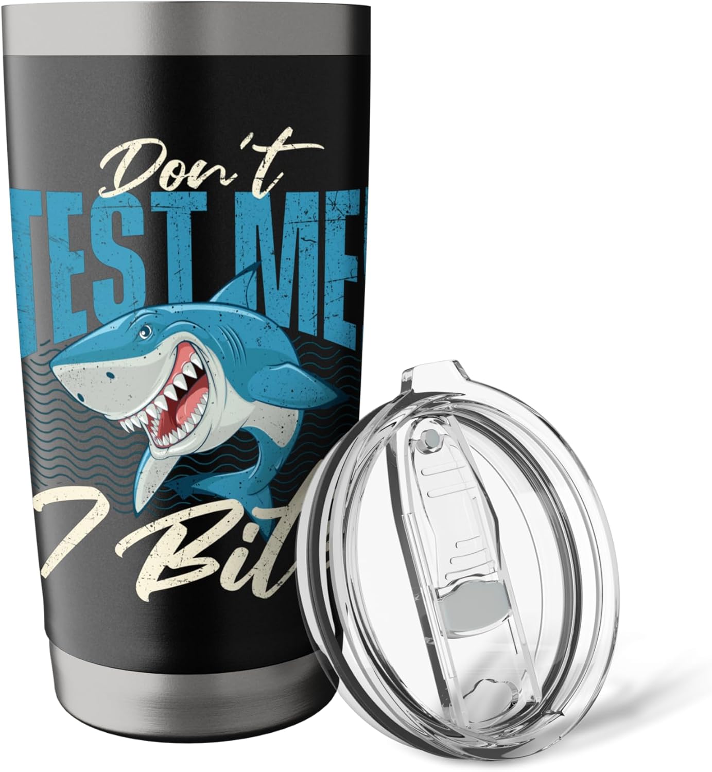 Don't Test Me I Bite - Shark Lover Marine Biologist Stainless Steel Insulated Tumbler - Image 5