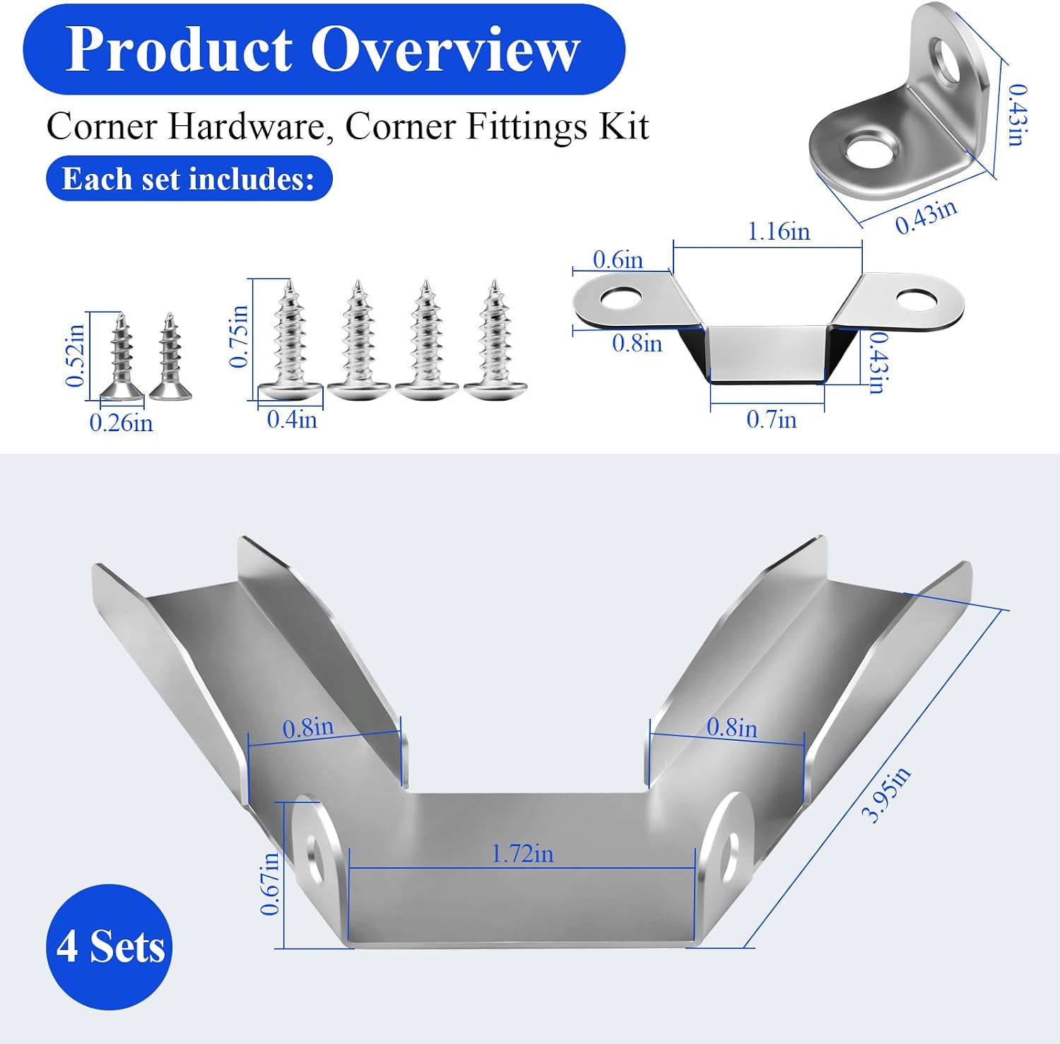 4 Sets Corner Hardware, Corner Fittings Kit, Fit for IKEA Billy Bookcase