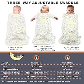Ftikvo Swaddle-Blanket Baby Girl & Boy Swaddles Newborn Infant Transition 100% Cotton Wrap Blankets, 3-Way Adjustable Wearable Blanket, TOG 1.0 (Rainbow, 3-6 Month)
