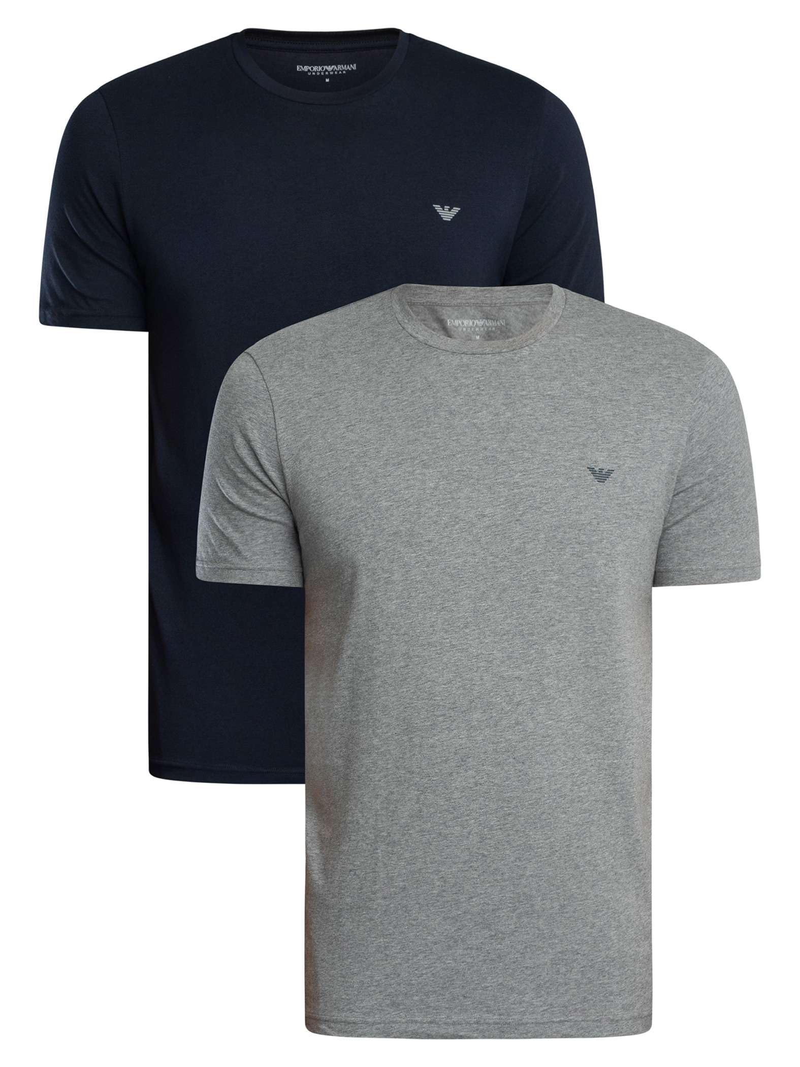 Emporio Armani Herren Mel Grey/Ar.blu Man's Endurance 2-Pack Crew Neck T-Shirt Blue Xxl Regular Fit, Blau, Xxl