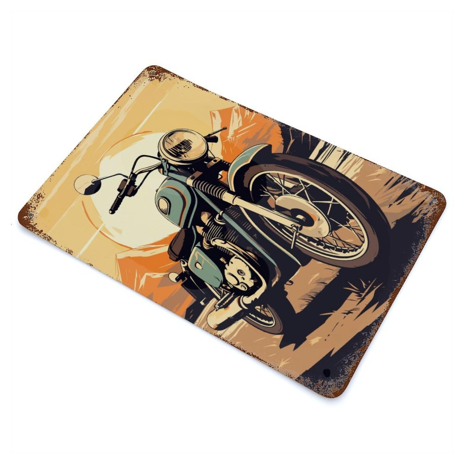 Retro Motorcycle Retro Metal Sign 11.8"x7.9", Classic Wall Plaque for Garage, Pub Or Kitchen