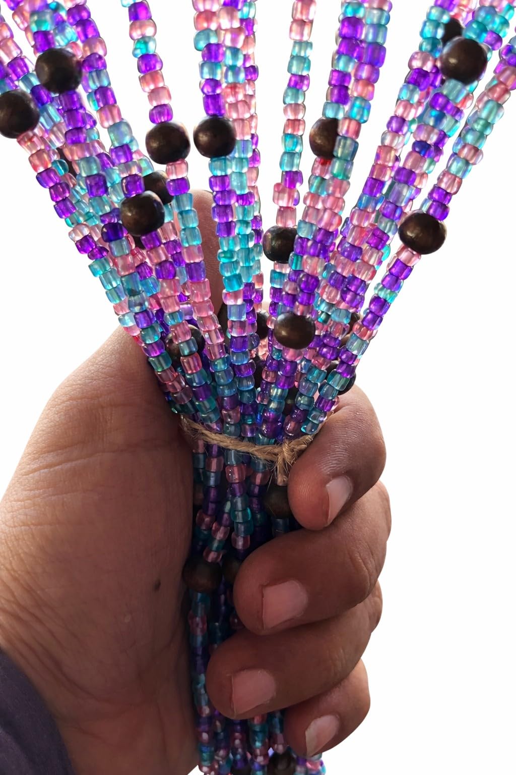Mango Gifts Lot de 25 rideaux de perles de verre multicolores style bohème hippie pour portes - 193 cm de long (violet)