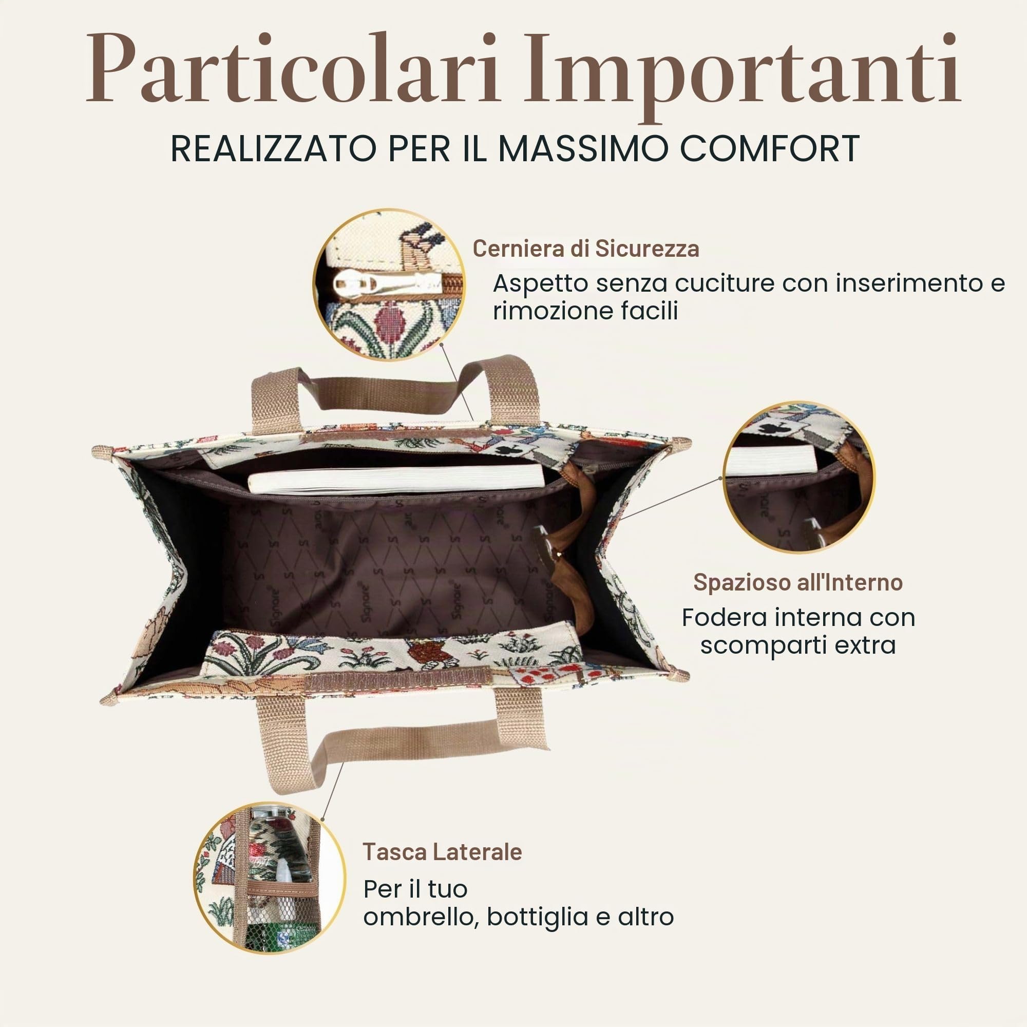 Signare Tapestry Arazzo Borsa a Tracolla Donna, Borse Tote per Donne, Shopping Tote Bag con Disegni da Giardino