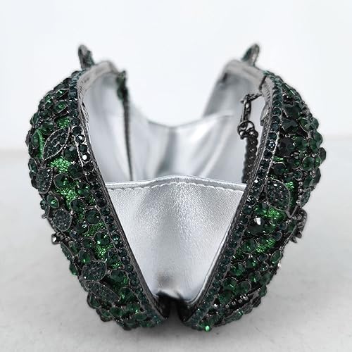 Miniatura 3 de Boutique De FGG Doble flores mujeres cristal embrague bolsos de noche boda fiesta rhinestone bolsos y carteras