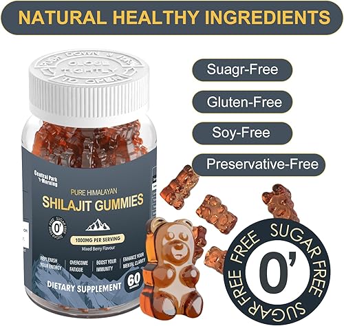 Miniatura 7 de Gomitas Shilajit de 1000 mg, suplemento de Shilajit del Himalaya, alto en minerales traza, apoyo energético para la salud inmunológica, 60 unidades