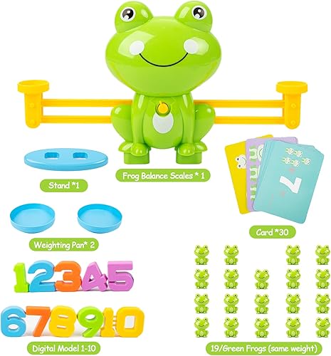 Miniatura 6 de Juguetes de conteo de equilibrio de rana, juegos geniales de aprendizaje de matemáticas para niños y niñas, juguete educativo de números