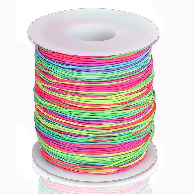 SOSMAR Elastic for Bracelet Making, Rainbow Coloured String Necklace Cord Bracelet Thread, Elastic Cord Thread Beading String for Jewellery Making, Crafting, Beads, Candy String Necklace