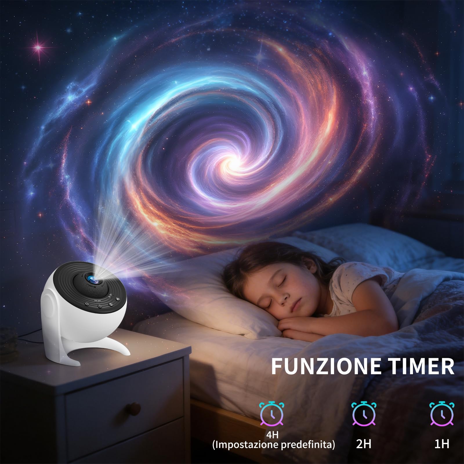 FlyEagle Proiettore Stelle Soffitto, Planetario Proiettore 13 In 1, Luce Notturna Con Timer, Stelle Luminose Cameretta, Rotazione A 360°, Proiettore Stelle Bambini Adulti, Bianco