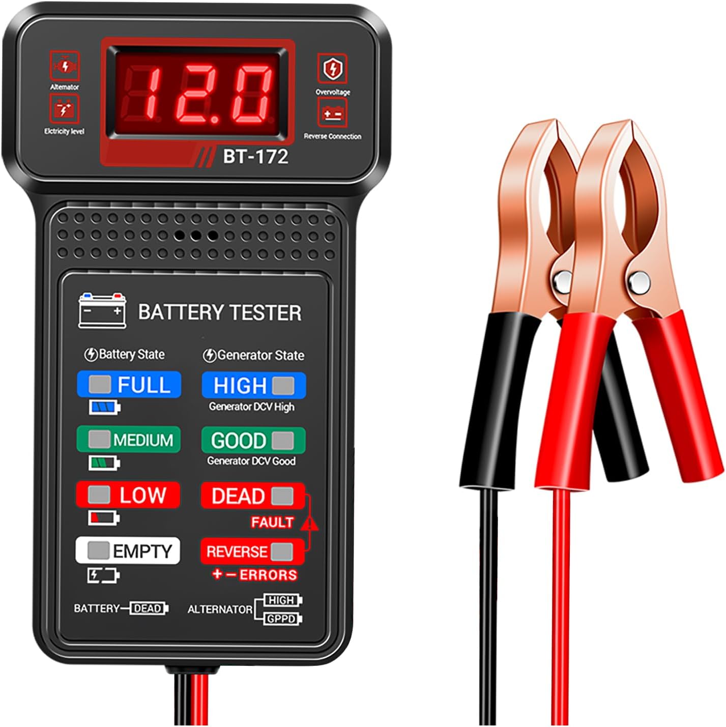 Automotive Battery Testers with LCD Show & LED Indicators,Battery Load Tester 12v Automotive,Common Automotive Batteries Testers and Alternator Tester Vehicles Instruments for 12v Automobiles