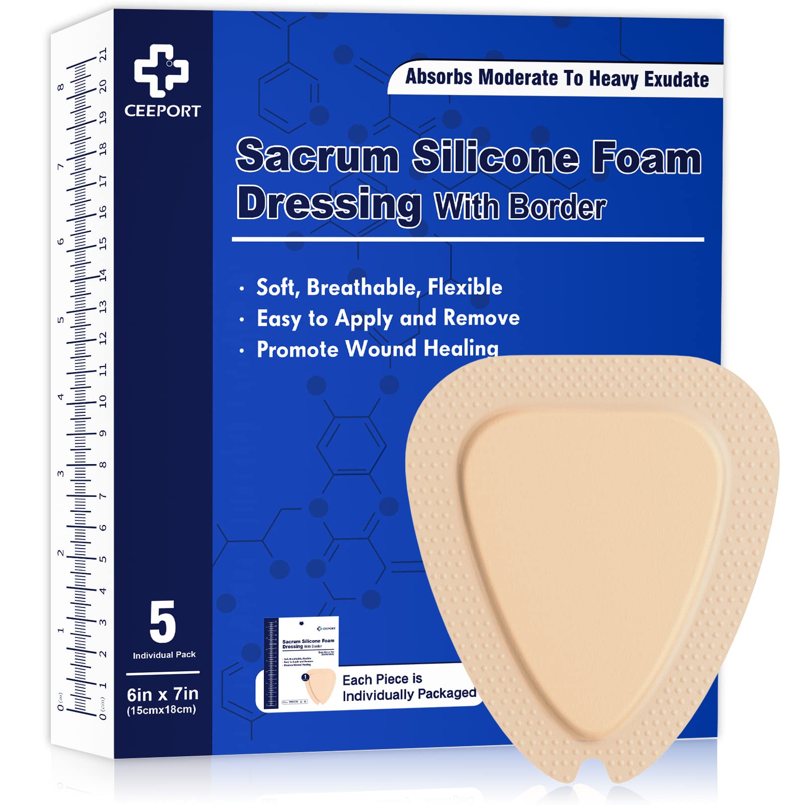 Buy Ceeport Sacral Foam Dressing 6"x 7", High Absorbency Sacrum