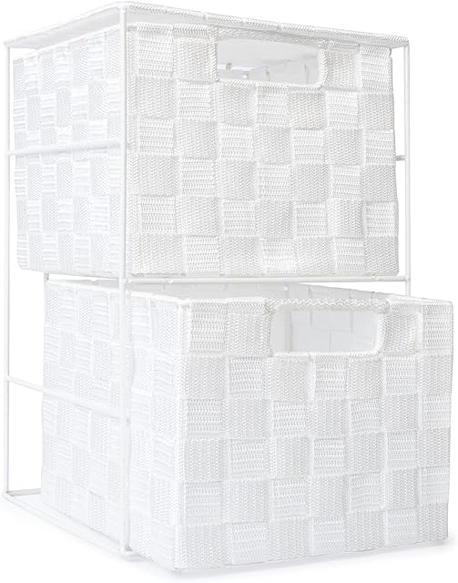EHC 2 Drawer Storage Cabinet for Bedroom, Bathroom - White