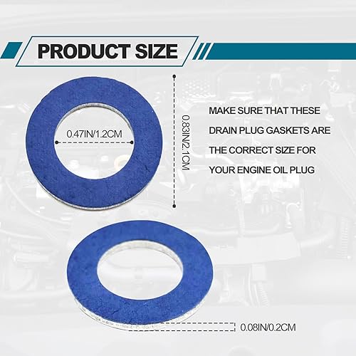 Miniatura 2 de 24PCS 0.472 in sellos de aluminio, junta de tapón de drenaje de aceite, sellos de arandela de aplastamiento, compatibles con Toyota Lexus Scion,