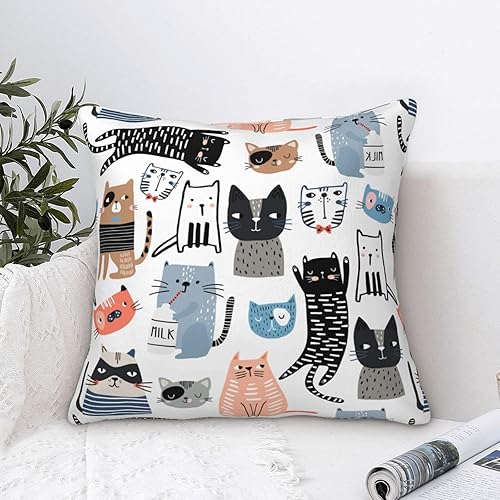 Miniatura 7 de Fundas de almohada de gato para decoración del hogar de 18 x 18 pulgadas, funda de almohada decorativa suave para cama, sofá, 2 juegos
