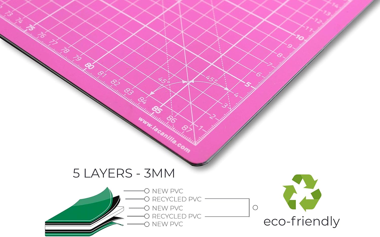 La Canilla ® - Self Healing Cutting Mat A1 (90x60cm - (36x24”) Double Sided Printed (CM & Inches) 5 PVC Layers - Image 4