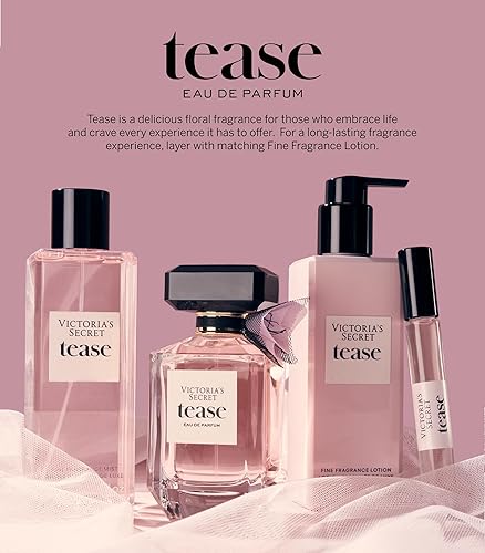 Miniatura 4 de Victoria's Secret Tease Eau de Parfum en aerosol para viajes, notas de gardenia blanca, pera Anjou y vainilla negra, perfumes mini para mujer (0.23