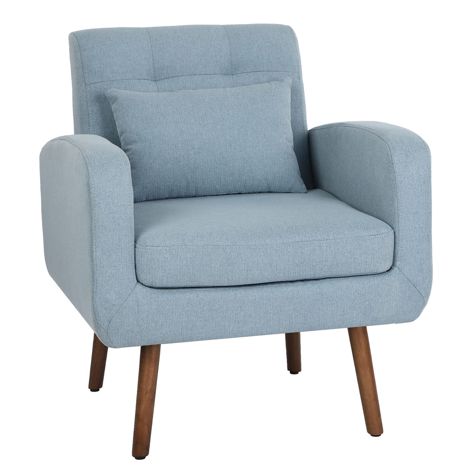 Wolmics Modern Accent Chair Linen Accent Sofa Arm Chair with Wooden Legs for Living Room Upholstered Single Sofa Arm Chair for Bedroom Leisure Chair