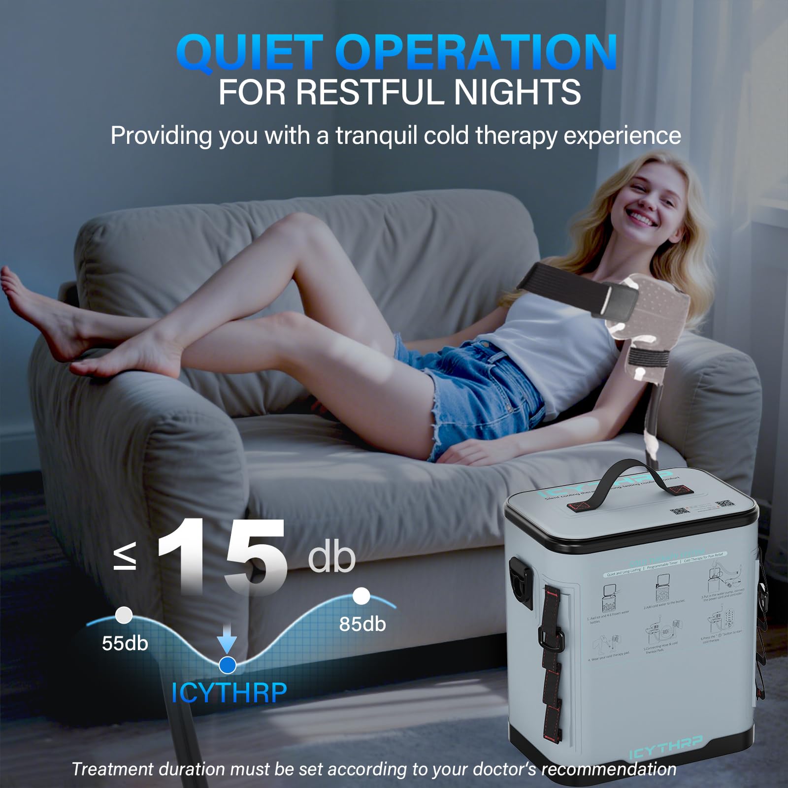 ICYTHRP Máquina de terapia de frío con temporizador programable, máquina de hielo portátil para hombro después de la cirugía, sistema de recuperación de reemplazo de hombro, alivio del dolor de