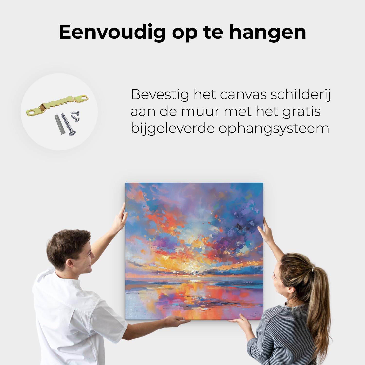 Artaza Leinwand Bilder Sonnenuntergang Meer - 90x90 cm - Groß XXL - Wanddeko Abstrakte Kunst - Wandbilder Deko Wohnzimmer - Maritime Wanddeko