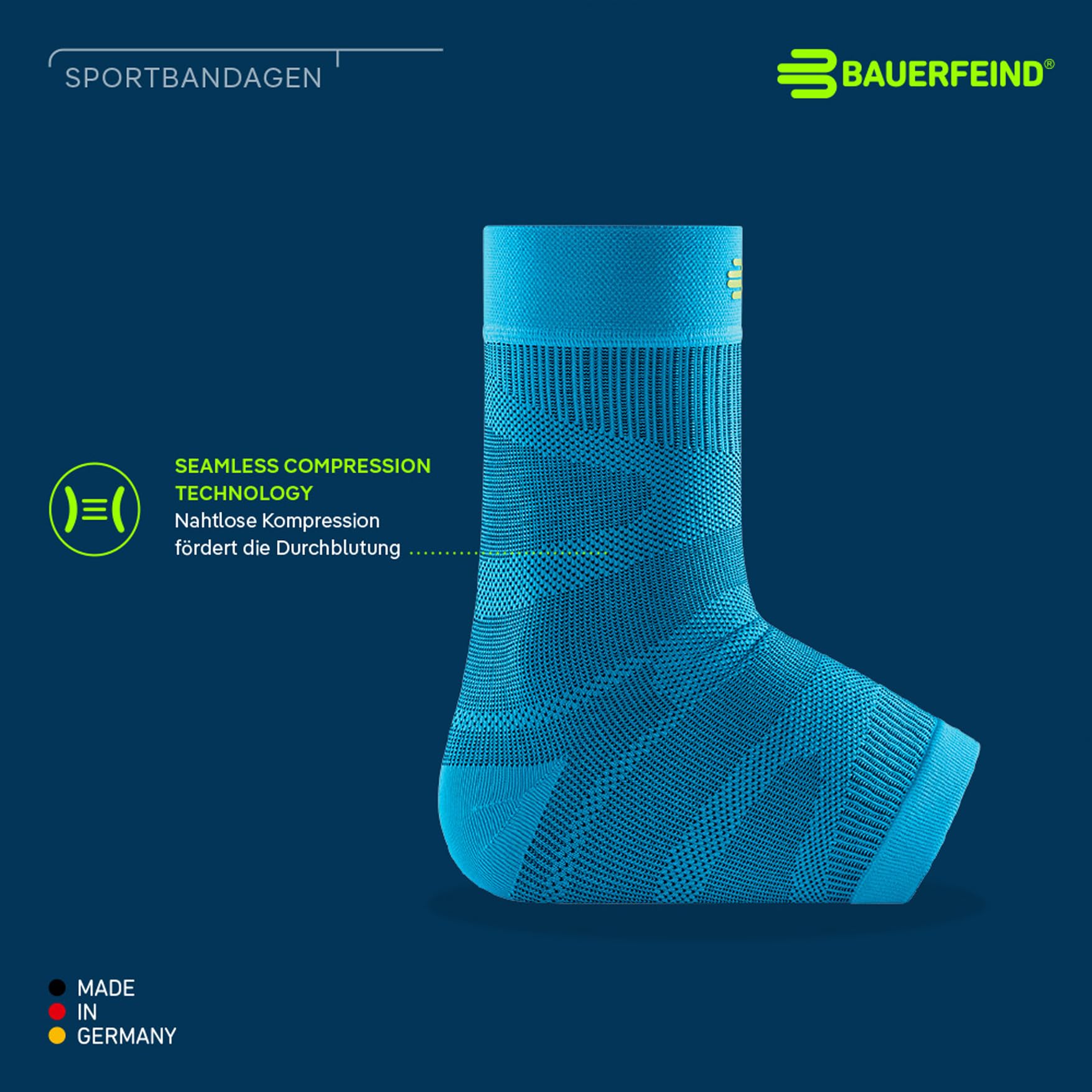 Bauerfeind Funda para el tobillo "Sports Compression Ankle Support", 1 tobillera unisex con compresión, protección para el tobillo para correr, fitness y deportes de pelota, portátil a la derecha e