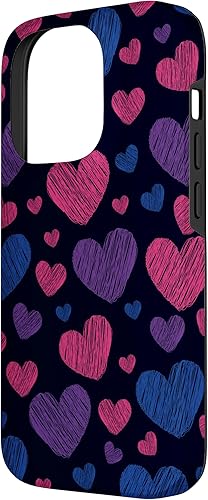 Miniatura 2 de Funda para iPhone 14 Pro Bi Pride Fun Love Hearts, Bisexual LGBTQ+ Pride