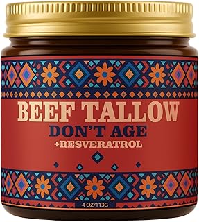 Tallow and Honey Balm with Raw Honey, Don't Age Mexican Beef Tallow Resveratrol – Organic Grass Fed Whipped Tallow Cream, Anti-Aging Moisturizer for Face & Body