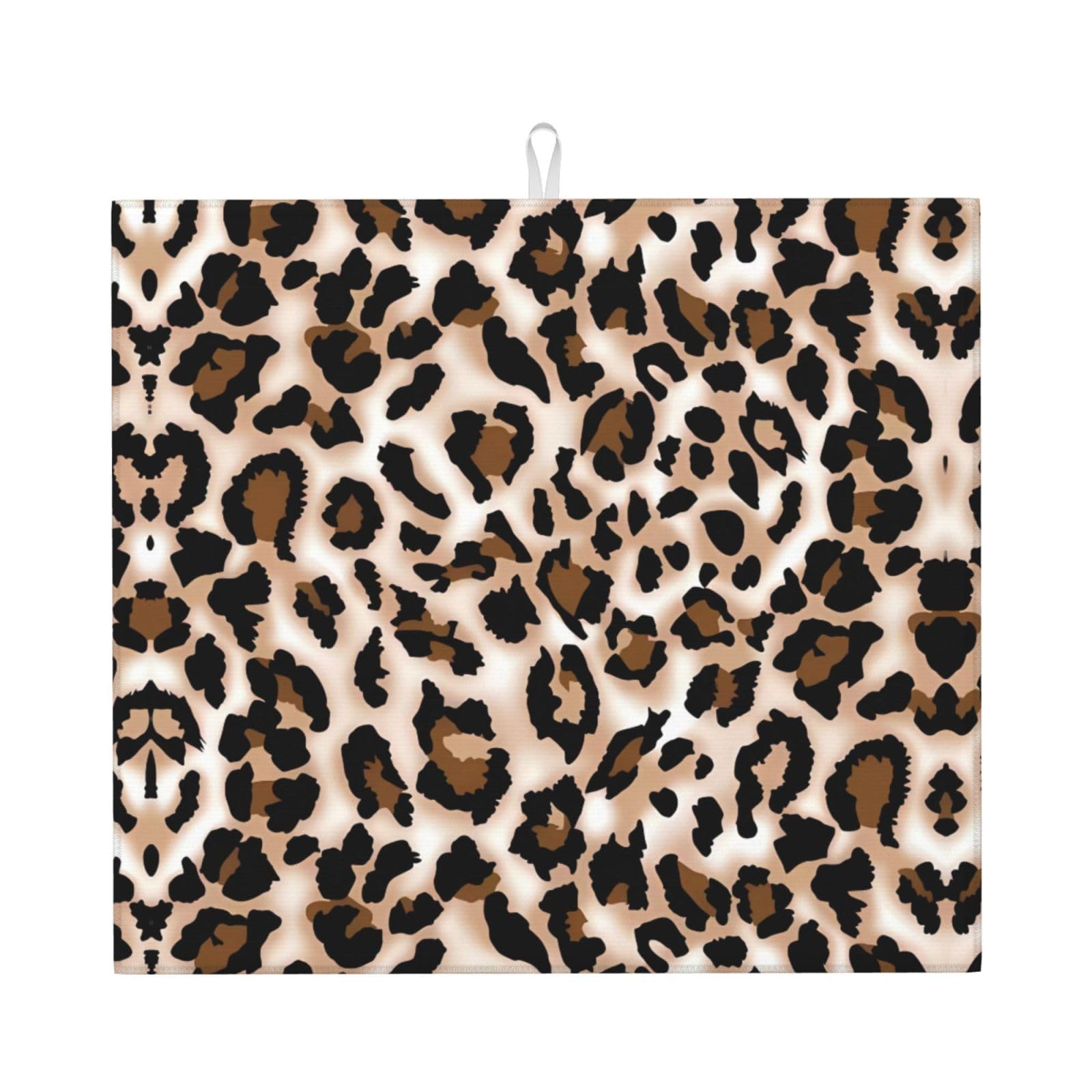 WHJSSF Leopard print Prints Kitchen Drying Mat - Absorbent Dish Drying Throw with Colorful Prints, Quick-Dry Countertop Layer for Dishes & Appliances - Non-Slip & Foldable