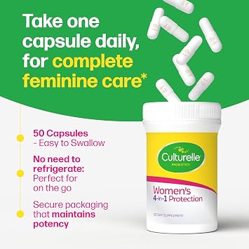 Culturelle Probiotics for Women with Prebiotics, 4-in-1 Benefits, 50 Count