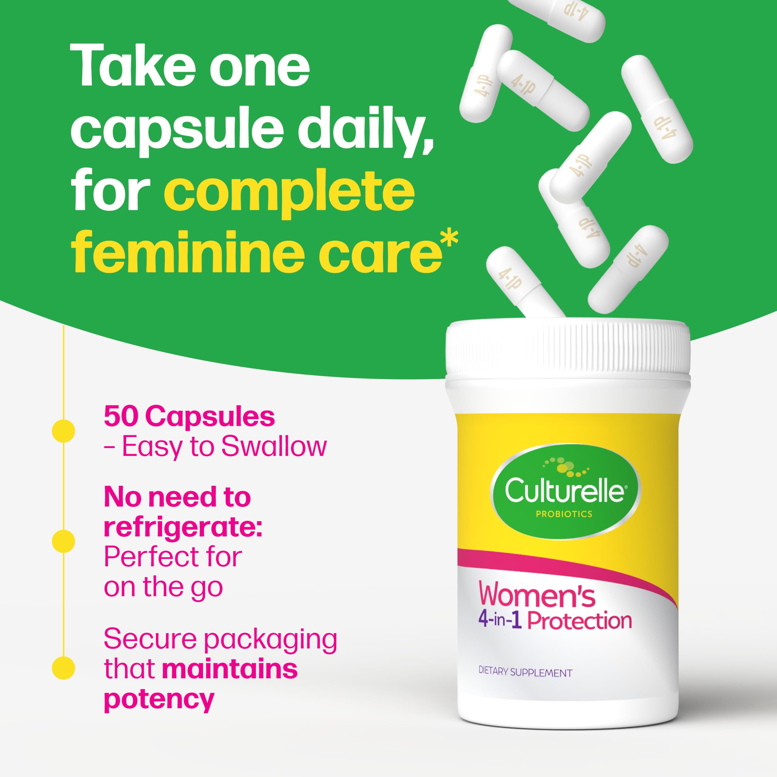 Culturelle Probiotics for Women with Prebiotics, 4-in-1 Benefits, 50 Count — Amazon image 3