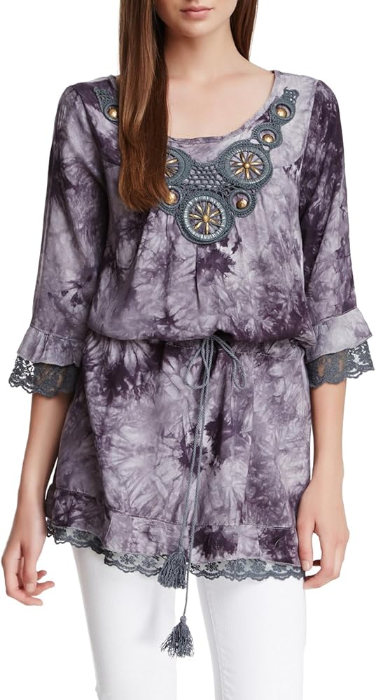 Style NY Women's Tie Dye V-Neck Fashion Tunic - Grey - Small at Amazon  Women's Clothing store