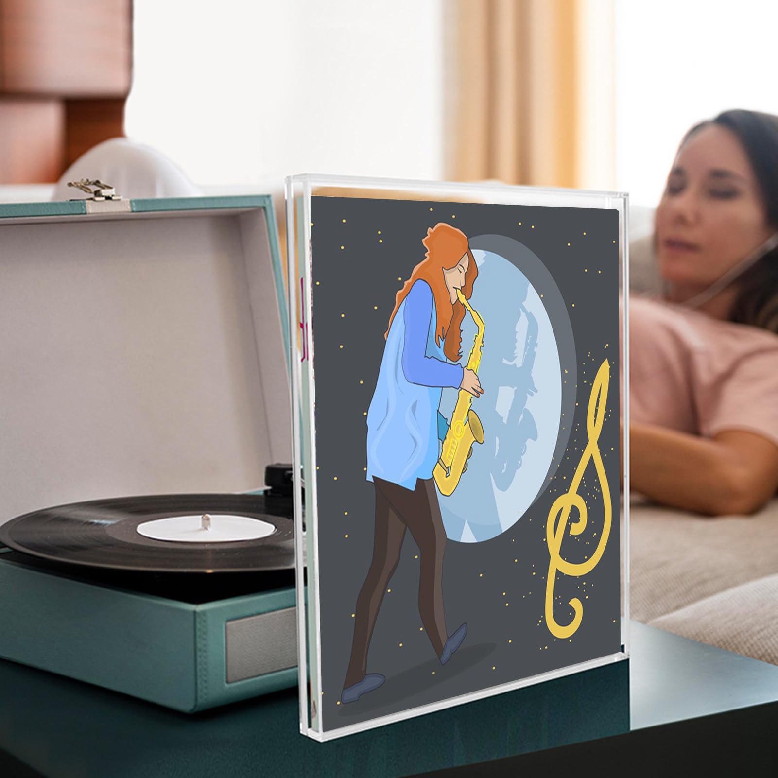 Espositore per dischi, supporto da parete in vinile acrilico | finitura trasparente con cornice trasparente, trenta centimetri + rivestimento di protezione UV, materiale acrilico di alta q
