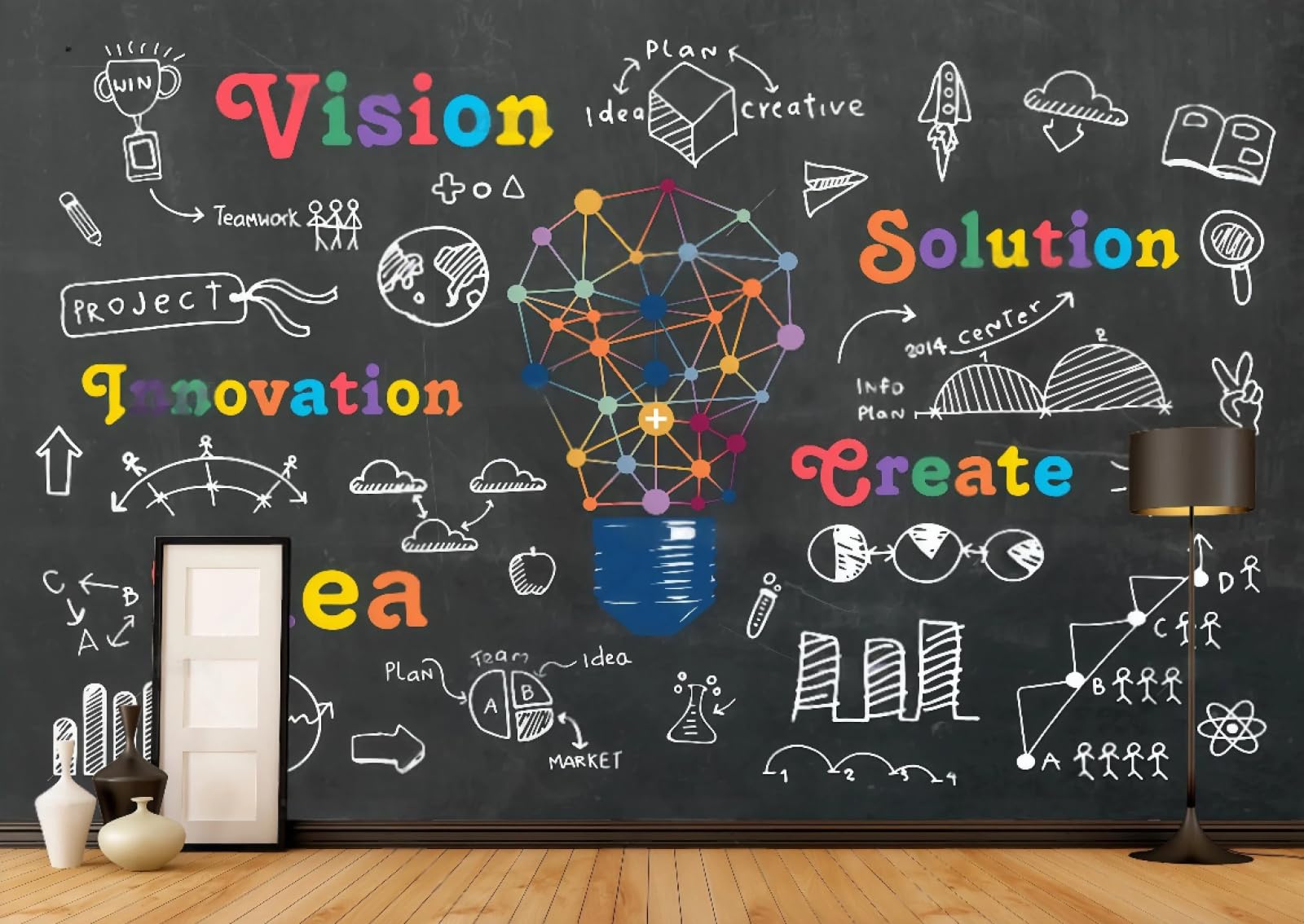rskjdghshd Wallpaper Retro Nostalgic Blackboard Math Formula Inspirational Theme Library Western Restaurant Background Wall Mural Afternoon Tea Coffee Shop Wallpaper,3D,250x175cm