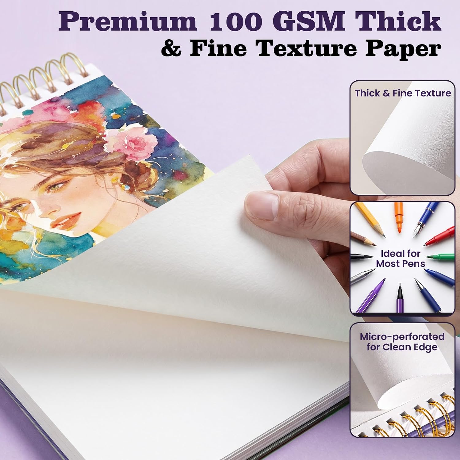 Blank Notebook 8.5 x 11, Hardcover Sketchbook Sketch Pad, Thick Paper, Gift