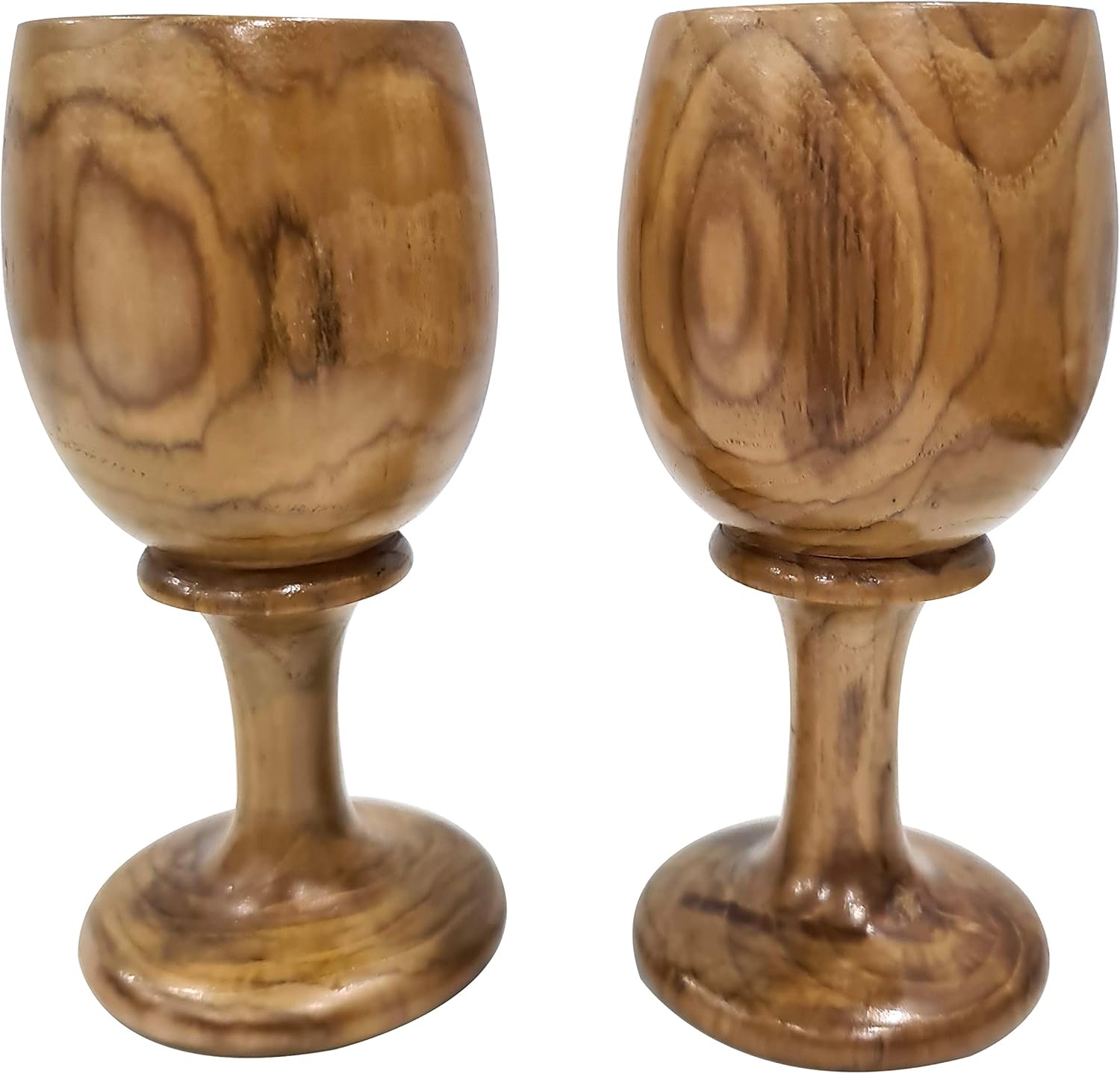 Vintage Wooden Wine Goblet Set of 2 Handmade Toasting Glasses Rustic Drinkware Unique Bar Accessories for Kitchen Wedding or Special Celebration