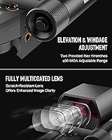 Vista 3 de HIRAM Combo láser de visión refleja, 2 MOA de punto rojo con láser verde, 4 patrones de retícula, 8 ajustes de brillo para rieles Picatinny Weaver