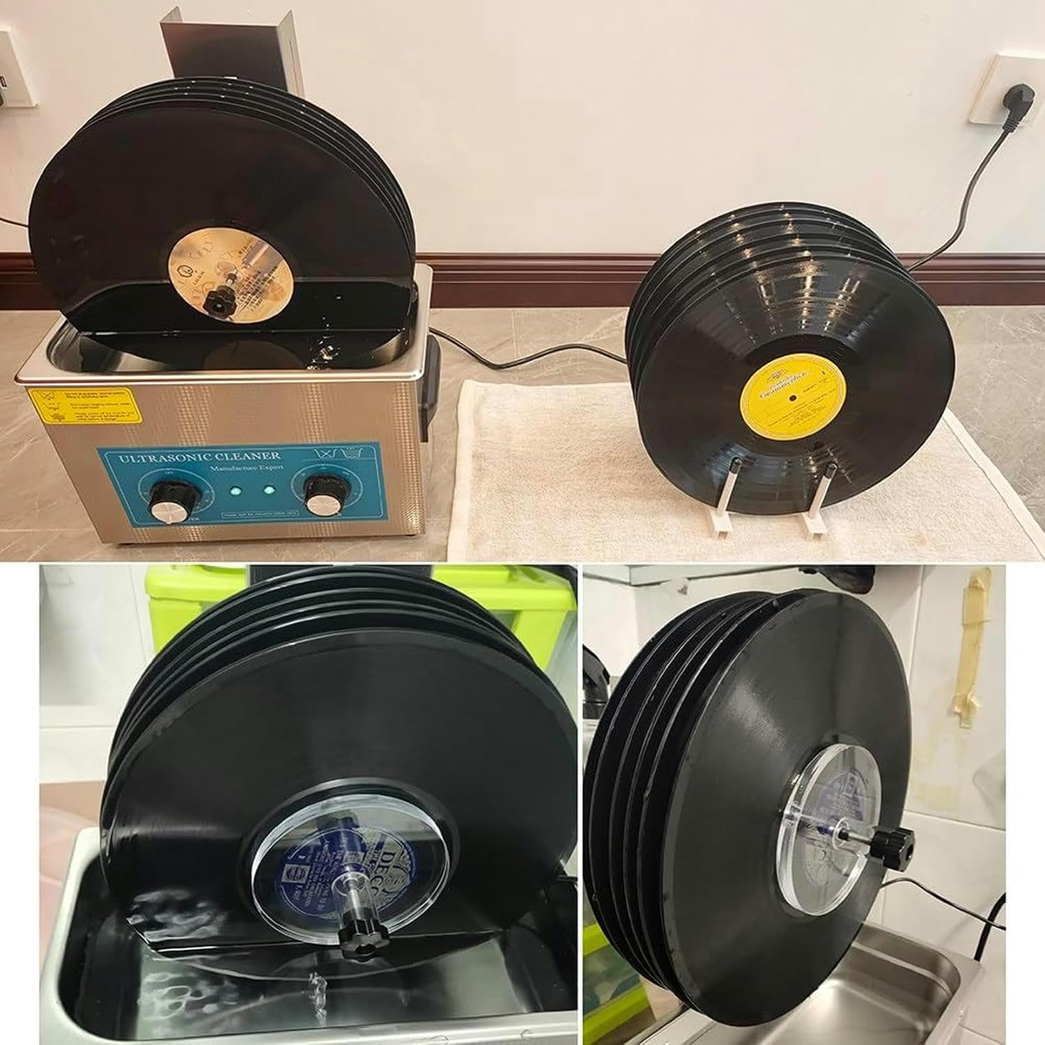 6.5L Vinyl Disc Cleaner - Dual Frequency Vibration, Timer and Temperature Control - Cleans 1 to 6 Discs~/